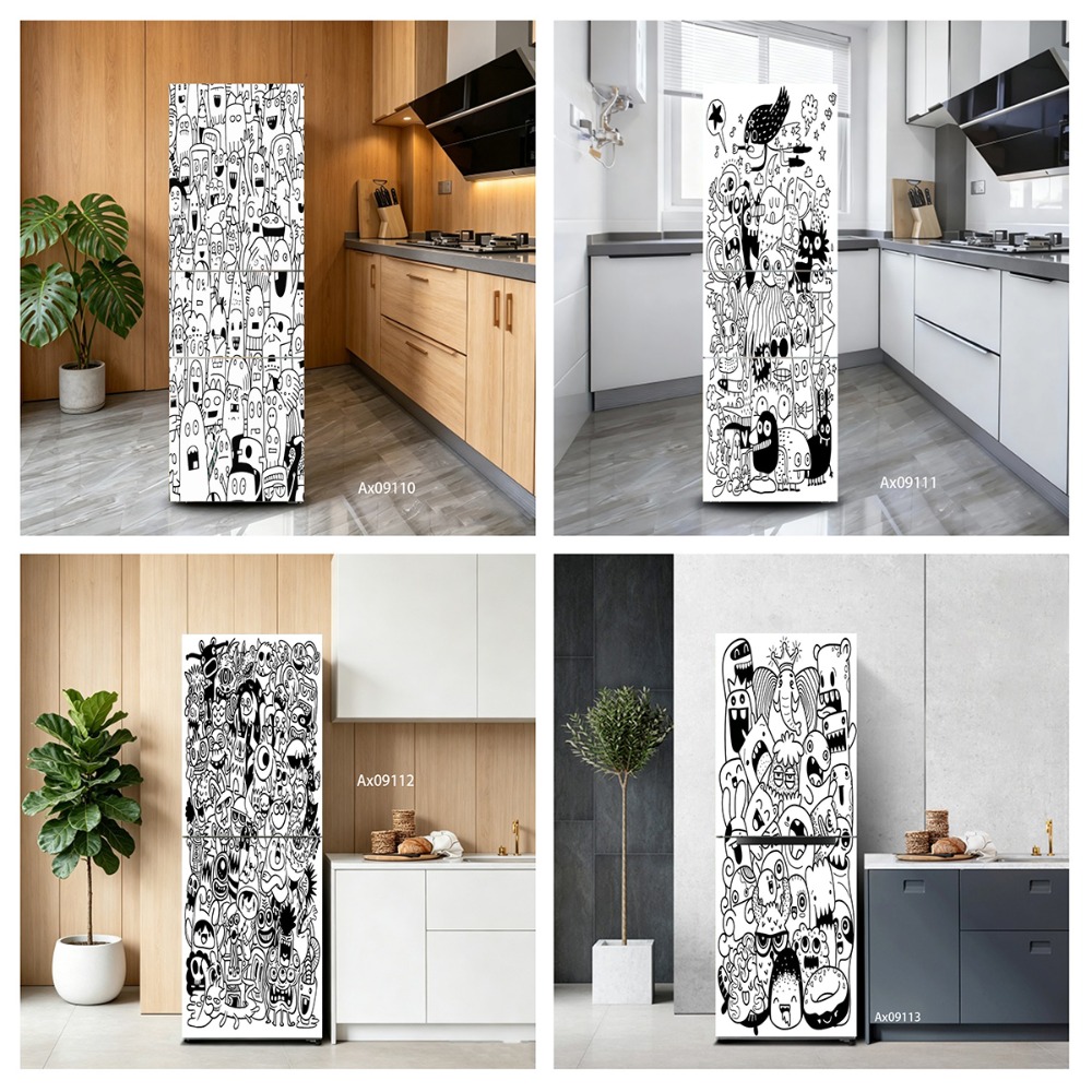 Stiker Kulkas Monster Doodle G - Full Cover Adhesive ulasan dan harga