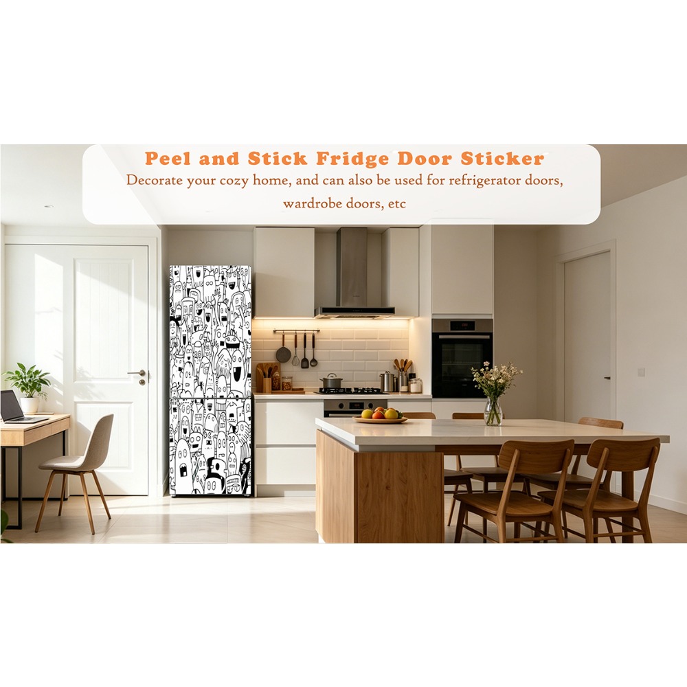 Stiker Kulkas Monster Doodle G - Full Cover Adhesive ulasan dan harga